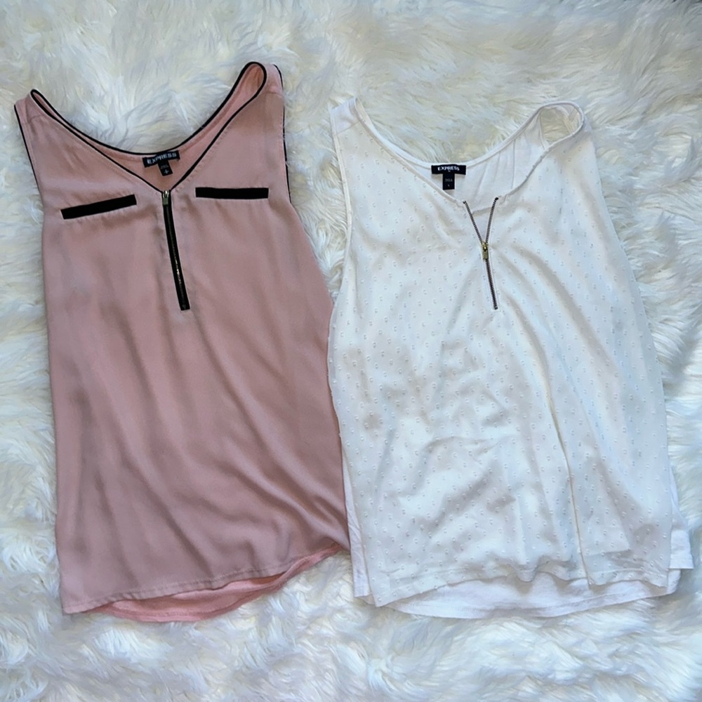 Express Women’s Sleeveless Zip-Front Blouse - Dusty Pink